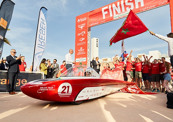 Solar car at race event