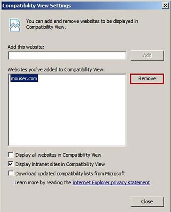 IE Compatibility View Settings