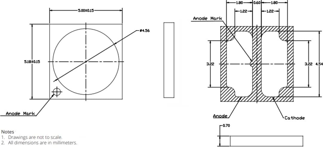 機械図面 - Lumileds LUXEON 5050高出力LED 機械図面 - Lumileds LUXEON 5050高出力LED