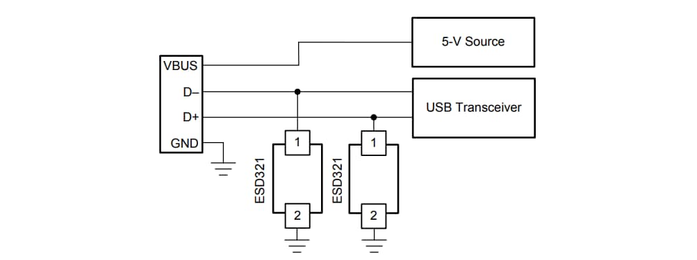 ブロック図 - Texas Instruments ESD321 1チャンネル30kV ESD保護ダイオード