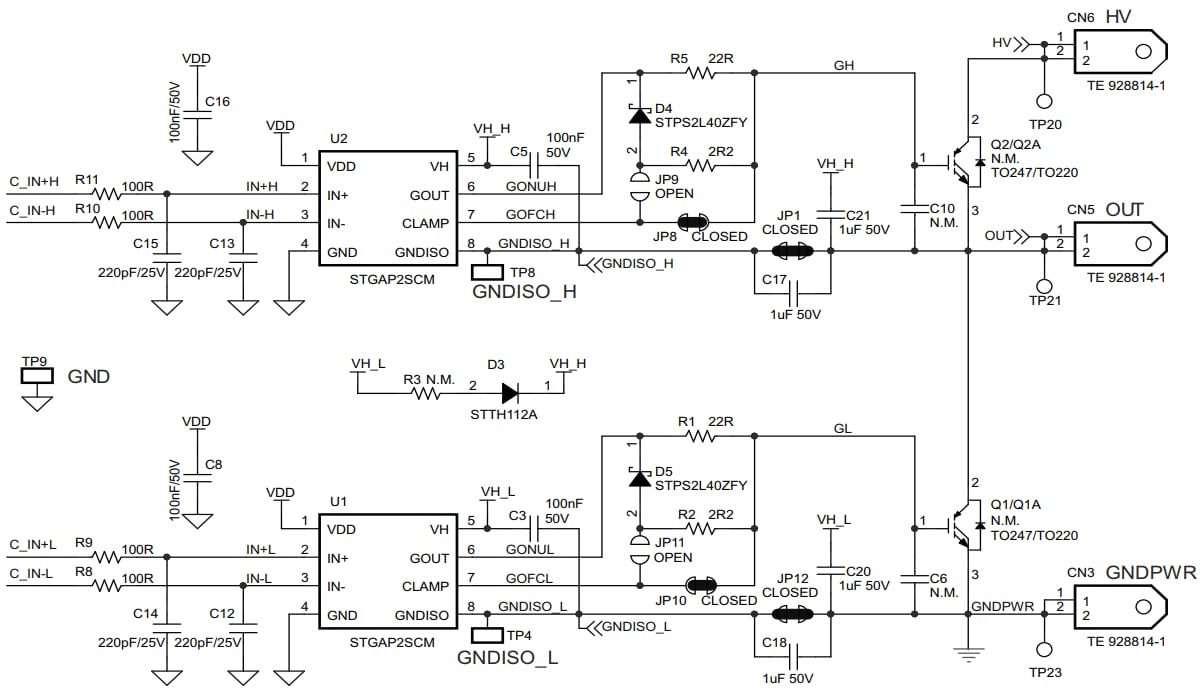 回路図 - STMicroelectronics EVALSTGAP2SCMデモボード