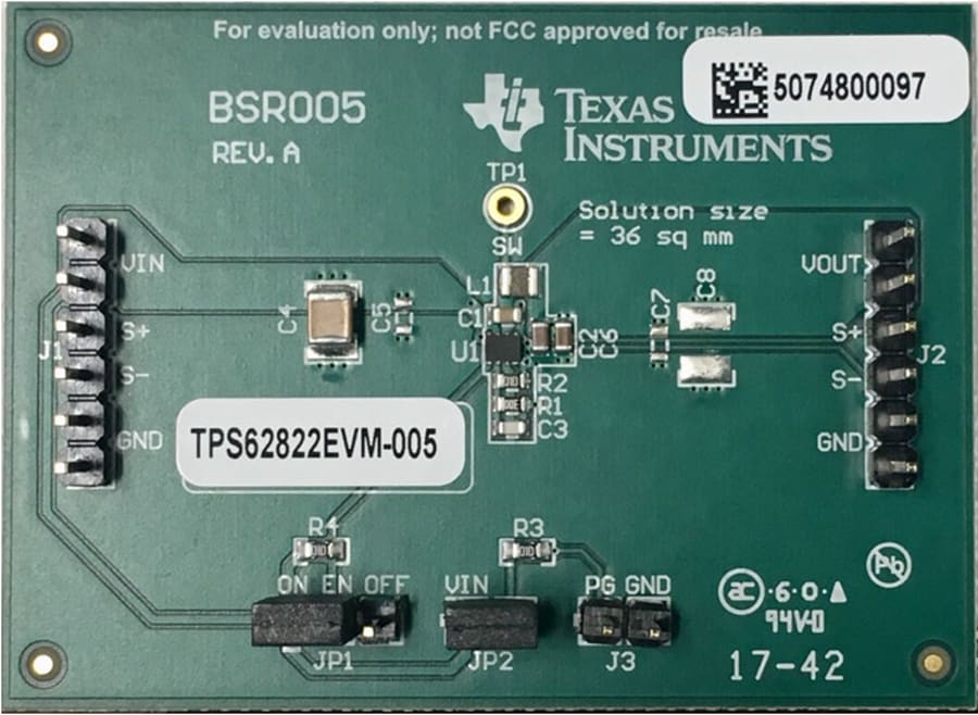 機械図面 - Texas Instruments TPS62822EVM-005評価モジュール(EVM) 機械図面 - Texas Instruments TPS62822EVM-005評価モジュール(EVM)