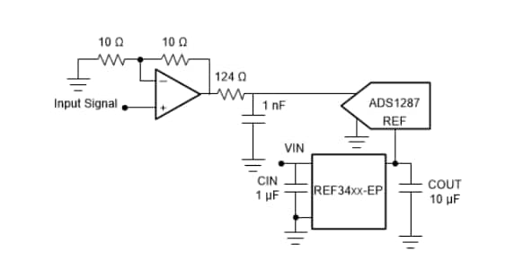 アプリケーション回路図 - Texas Instruments REF34xx-EP電圧リファレンス