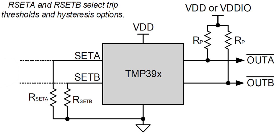 回路図 - Texas Instruments TMP390/TMP390-Q1プログラマブル温度スイッチ