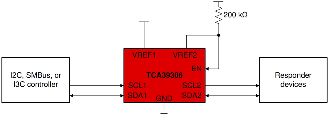 アプリケーション回路図 - Texas Instruments TCA39306/TCA39306-Q1デュアル電圧レベル変換器-TI 