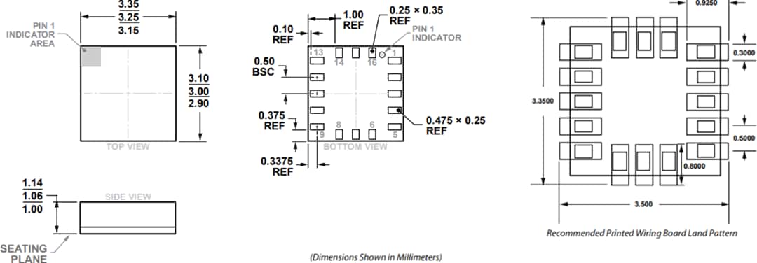 機械図面 - Analog Devices Inc. ADXL373 Micropower 3軸MEMS加速度計 機械図面 - Analog Devices Inc. ADXL373 Micropower 3軸MEMS加速度計