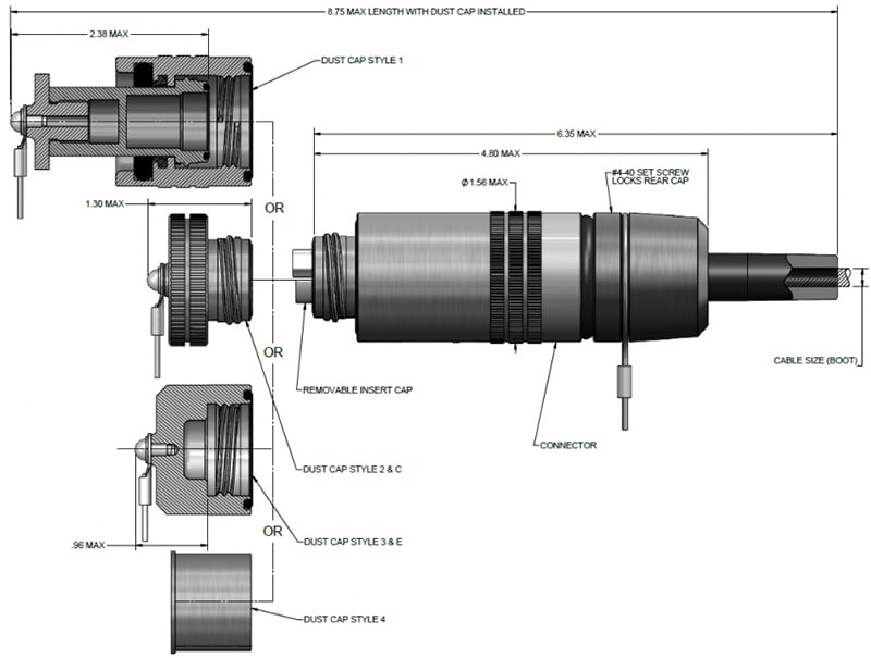 Amphenol Fiber Systems International TFOCUA-II® 4チャンネル光ファイバプラグアセンブリ Amphenol Fiber Systems International TFOCUA-II® 4チャンネル光ファイバプラグアセンブリ