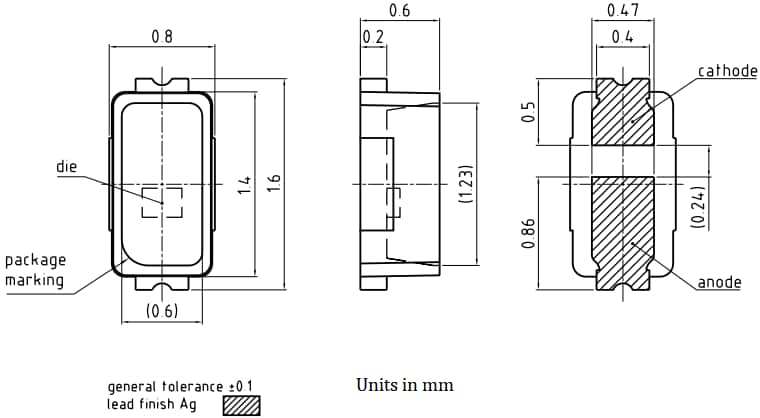 機械図面 - ams OSRAM OSTUNE® E1608 KW DESS2.CC 30mA LED