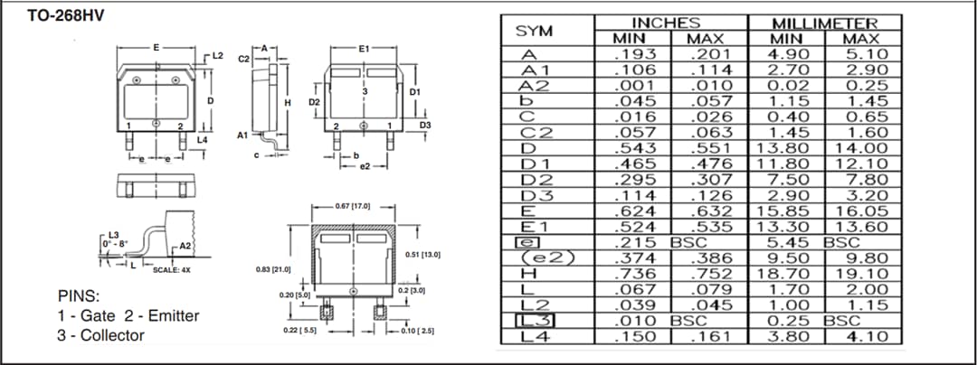 機械図面 - IXYS IXBx14N300HV逆伝導BiMOSFET™ IGBT 機械図面 - IXYS IXBx14N300HV逆伝導BiMOSFET™ IGBT