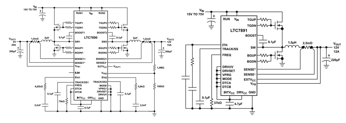 アプリケーション回路図 - Analog Devices Inc. LTC7890/1 同期式降圧コントローラ アプリケーション回路図 - Analog Devices Inc. LTC7890/1 同期式降圧コントローラ