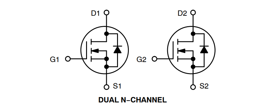 アプリケーション回路図 - onsemi NVMFD027N10MCL デュアルNチャンネル・パワーMOSFET