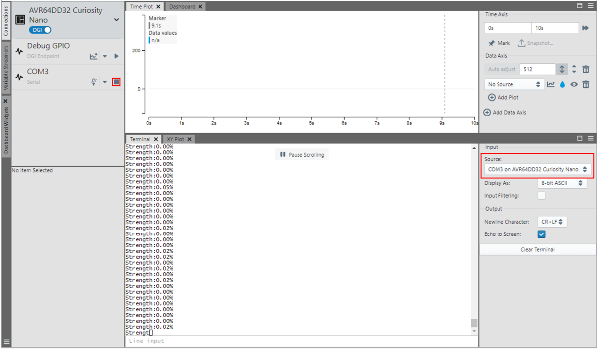 Microchip Technology AVR64DD32による圧力デモ