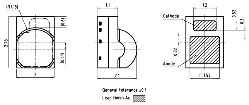 機械図面 - ams OSRAM IR SYNIOS® P2720 SFH 4795BS高出力LED