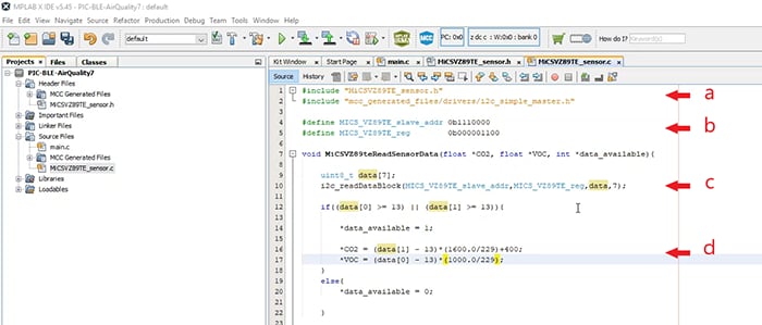 Programming the C file – reading the raw sensor values